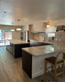 Living room opened to kitchen, after renovation