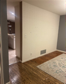 Living room opened to kitchen, before renovation
