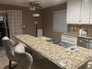 Kitchen peninsula, before renovation